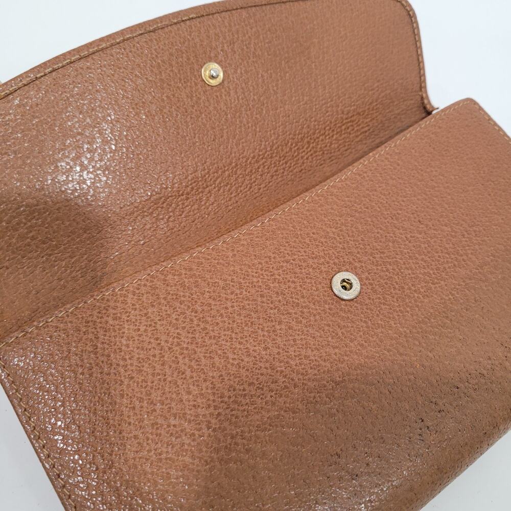 GUCCI Vintage Byckle Clasp Wallet Bifold Brown Large Retro Clutch Leather Fair - Picture 11 of 16